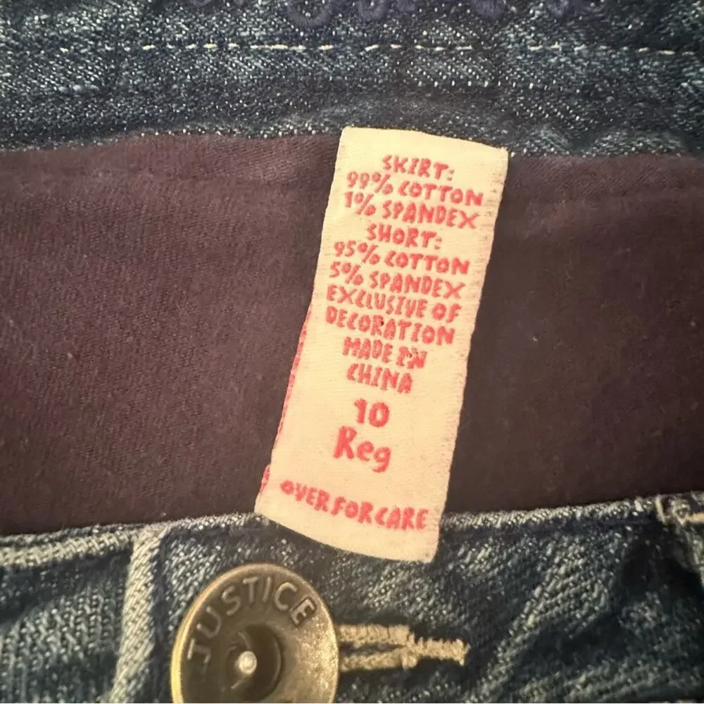 Girls Denim Skort sz 10 Denim Skirt shorts under